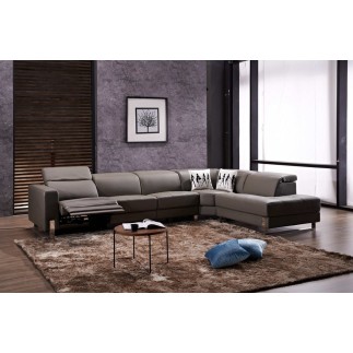 Canapé d'angle en cuir de buffle italien 7/8 places RELAXZEN, chocolat, angle droit