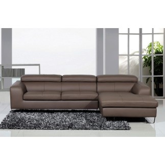 Canapé d'angle en cuir buffle italien 5 places , SARDAIGNE, couleur moka, angle droit;