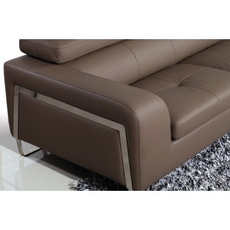 Canapé d'angle en cuir buffle italien 5 places , SARDAIGNE, couleur moka, angle droit;