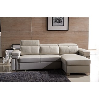 Canapé d'angle convertible cuir buffle italien 5 places, ALLURE, beige, angle droit