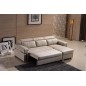 Canapé d'angle convertible cuir buffle italien 5 places, ALLURE, beige, angle droit Canapé d'angle convertible cuir buffle italien 5 places, ALLURE, beige, angle droit