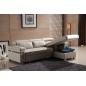 Canapé d'angle convertible cuir buffle italien 5 places, ALLURE, beige, angle droit Canapé d'angle convertible cuir buffle italien 5 places, ALLURE, beige, angle droit