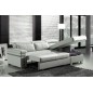 Canapé d'angle convertible en cuir buffle italien 5 places, ALLURE, blanc, angle droit