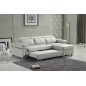 Canapé d'angle convertible en cuir buffle italien 5 places, ALLURE, blanc, angle droit