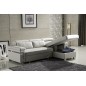 Canapé d'angle convertible en cuir buffle italien 5 places, ALLURE, blanc, angle droit
