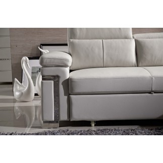 Canapé d'angle convertible en cuir buffle italien 5 places, ALLURE, blanc, angle droit