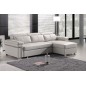 Canapé d'angle convertible en cuir buffle italien 5 places, ALLURE, blanc, angle droit