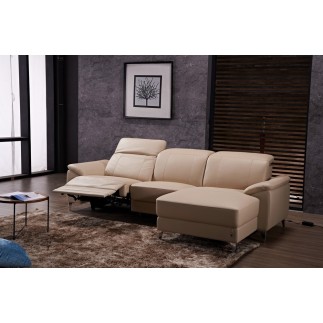 Canapé d'angle relax en cuir de buffle italien de luxe 5 places BRIO, beige, angle droit