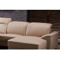 Canapé d'angle relax en cuir de buffle italien de luxe 5 places BRIO, beige, angle droit Canapé d'angle relax en cuir de buffle italien de luxe 5 places BRIO, beige, angle droit
