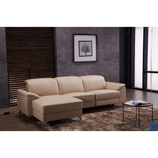 .Canapé d'angle relax en cuir de buffle italien de luxe 5 places BRIO, beige, angle gauche