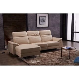 .Canapé d'angle relax en cuir de buffle italien de luxe 5 places BRIO, beige, angle gauche