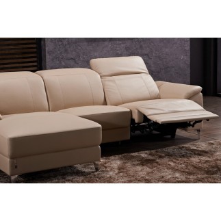 .Canapé d'angle relax en cuir de buffle italien de luxe 5 places BRIO, beige, angle gauche