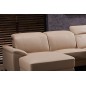 .Canapé d'angle relax en cuir de buffle italien de luxe 5 places BRIO, beige, angle gauche .Canapé d'angle relax en cuir de buffle italien de luxe 5 places BRIO, beige, angle gauche