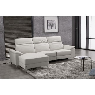 .Canapé d'angle relax en cuir de buffle italien de luxe 5 places BRIO, blanc, angle gauche