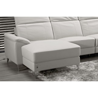 .Canapé d'angle relax en cuir de buffle italien de luxe 5 places BRIO, blanc, angle gauche