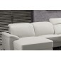 .Canapé d'angle relax en cuir de buffle italien de luxe 5 places BRIO, blanc, angle gauche