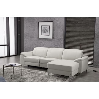 Canapé d'angle relax en cuir de buffle italien de luxe 5 places BRIO, blanc, angle droit