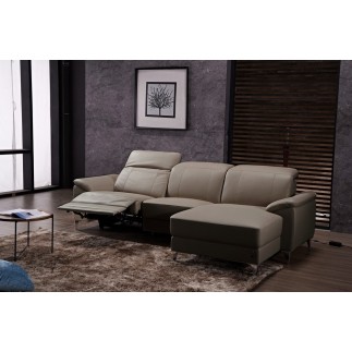 Canapé d'angle relax en cuir de buffle italien de luxe 5 places BRIO, moka, angle droit
