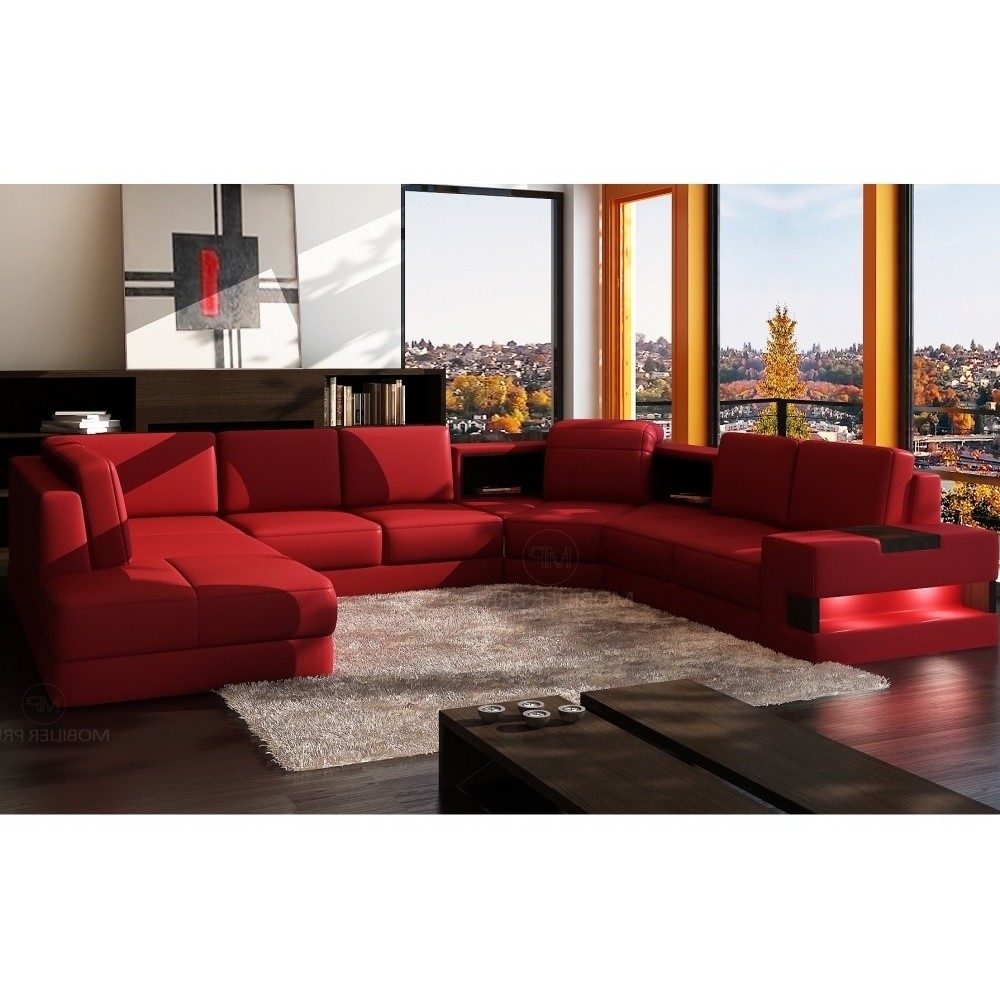 Canapé d'angle en cuir italien 7/8 places HOUSTON, rouge, angle droit Canapé d'angle en cuir italien 7/8 places HOUSTON, rouge, angle droit