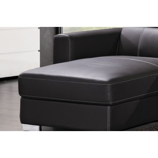 .Canapé d'angle convertible en cuir de buffle italien de luxe 5 places ANTHONY, chocolat, angle gauche