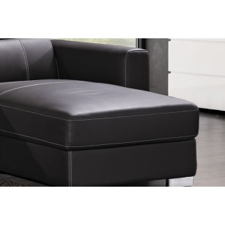 Canapé d'angle convertible en cuir de buffle italien de luxe 5 places ANTHONY, noir, angle droit.