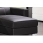 Canapé d'angle convertible en cuir de buffle italien de luxe 5 places ANTHONY, noir, angle droit.