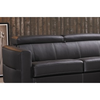 Canapé d'angle convertible en cuir de buffle italien de luxe 5 places ANTHONY, gris foncé, angle droit.