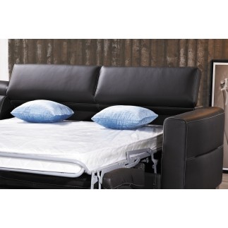 .Canapé d'angle convertible en cuir de buffle italien de luxe 5 places ANTHONY, gris foncé, angle gauche