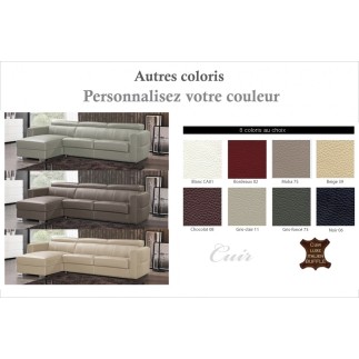 .Canapé d'angle convertible en cuir de buffle italien de luxe 5 places ANTHONY, couleur personnalisée, angle gauche