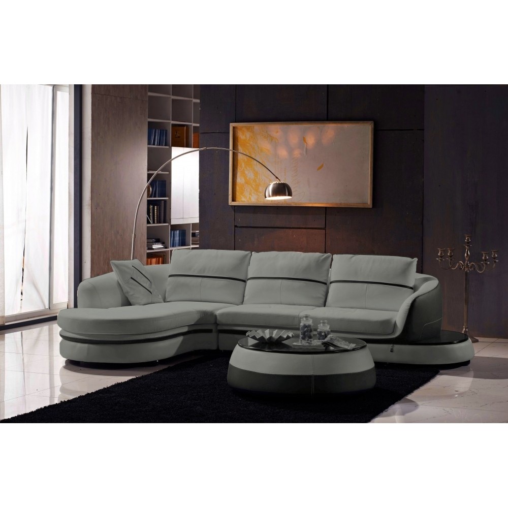 Canapé d'angle cuir Buffle italien 5/6 places GENEVE, table offerte, gris clair et gris foncé, angle gauche Canapé d'angle cuir Buffle italien 5/6 places GENEVE, table offerte, gris clair et gris foncé, angle gauche