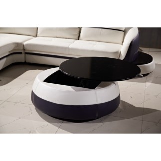 Canapé d'angle cuir Buffle italien 5/6 places GENEVE, table offerte, gris clair et gris foncé, angle gauche
