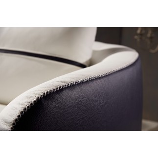 Canapé d'angle cuir Buffle italien 5/6 places GENEVE, table offerte, gris clair et gris foncé, angle gauche