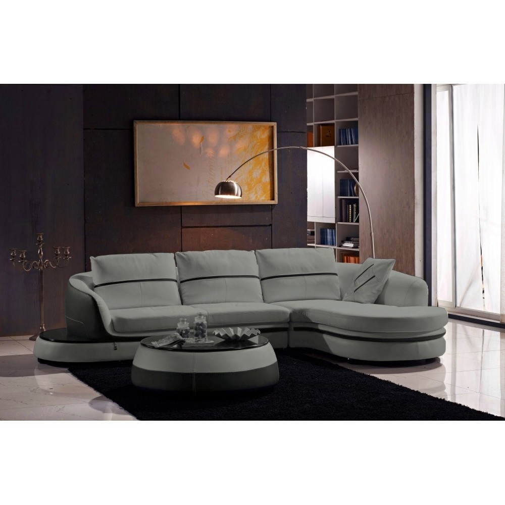Canapé d'angle en cuir Buffle italien 5/6 places GENEVE, table offerte, gris clair et gris foncé, angle droit Canapé d'angle en cuir Buffle italien 5/6 places GENEVE, table offerte, gris clair et gris foncé, angle droit