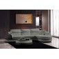 Canapé d'angle en cuir Buffle italien 5/6 places GENEVE, table offerte, gris clair et gris foncé, angle droit Canapé d'angle en cuir Buffle italien 5/6 places GENEVE, table offerte, gris clair et gris foncé, angle droit