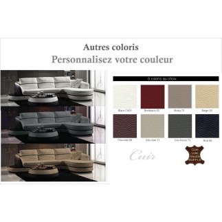 Canapé d'angle en cuir Buffle italien 5/6 places GENEVE, table offerte, couleur personnalisée, angle droit