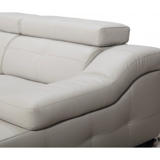 Canapé d'angle double relax en cuir de buffle italien 5 places BiRELAX, blanc, angle droit.