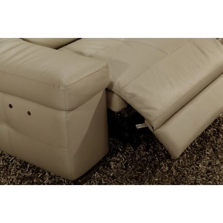 Canapé d'angle double relax en cuir de buffle italien 5 places BiRELAX, beige, angle droit.