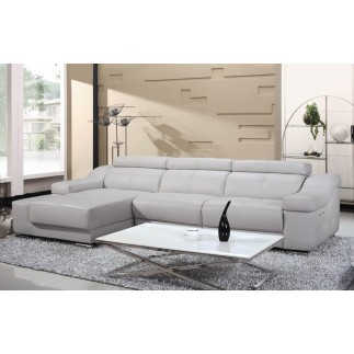 - Canapé d'angle double relax en cuir de buffle italien 5 places BiRELAX, gris foncé, angle gauche