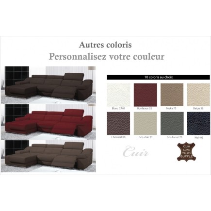 - Canapé d'angle double relax en cuir de buffle italien 5 places BiRELAX, couleur personnalisée, angle gauche