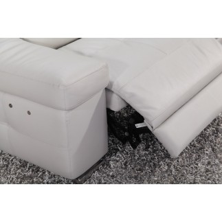 - Canapé d'angle double relax en cuir de buffle italien 5 places BiRELAX, blanc, angle gauche