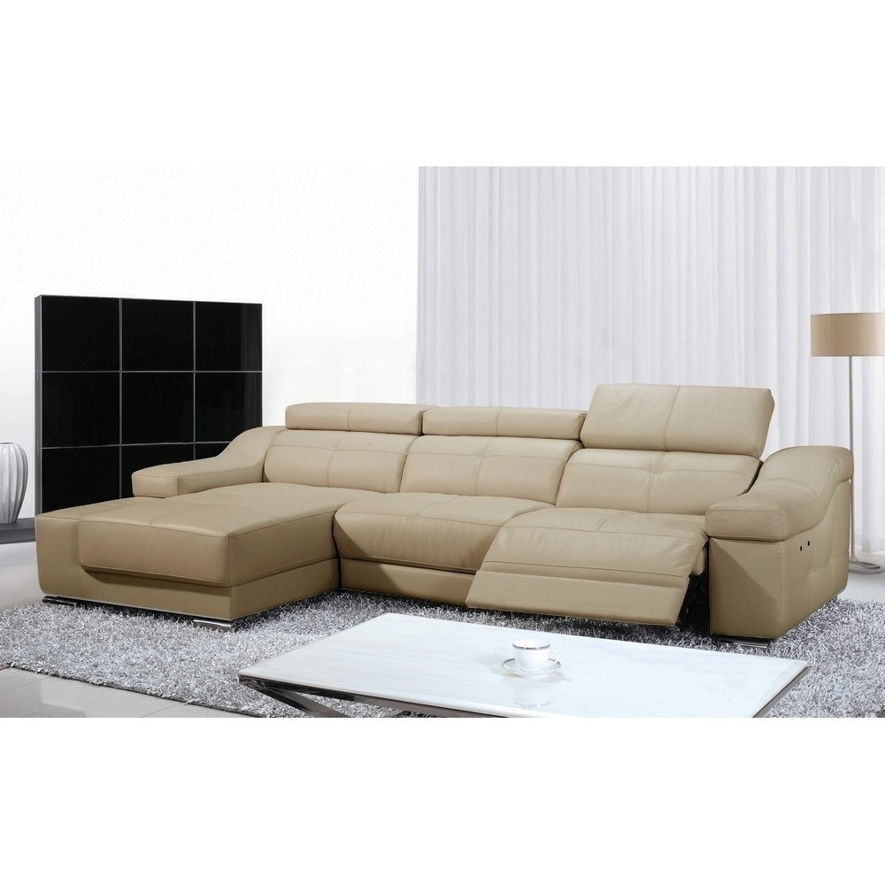 - Canapé d'angle double relax en cuir de buffle italien 5 places BiRELAX, beige, angle gauche - Canapé d'angle double relax en cuir de buffle italien 5 places BiRELAX, beige, angle gauche