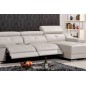 Canapé d'angle double relax en cuir de buffle italien 5 places BiRELAX, gris clair, angle droit. Canapé d'angle double relax en cuir de buffle italien 5 places BiRELAX, gris clair, angle droit.