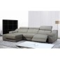 - Canapé d'angle double relax en cuir de buffle italien 5 places BiRELAX, gris clair, angle gauche