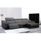Canapé d'angle double relax en cuir de buffle italien 5 places BiRELAX, gris foncé, angle droit. Canapé d'angle double relax en cuir de buffle italien 5 places BiRELAX, gris foncé, angle droit.