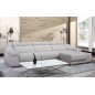Canapé d'angle double relax en cuir de buffle italien 5 places BiRELAX, gris foncé, angle droit. Canapé d'angle double relax en cuir de buffle italien 5 places BiRELAX, gris foncé, angle droit.