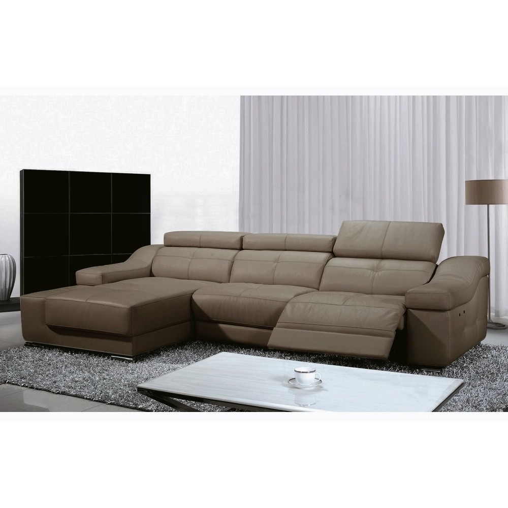 Canapé d'angle double relax en cuir de buffle italien 5 places BiRELAX, moka, angle gauche Canapé d'angle double relax en cuir de buffle italien 5 places BiRELAX, moka, angle gauche