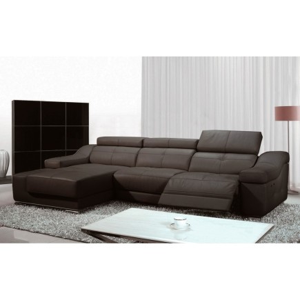 - Canapé d'angle double relax en cuir de buffle italien 5 places BiRELAX, chocolat, angle gauche