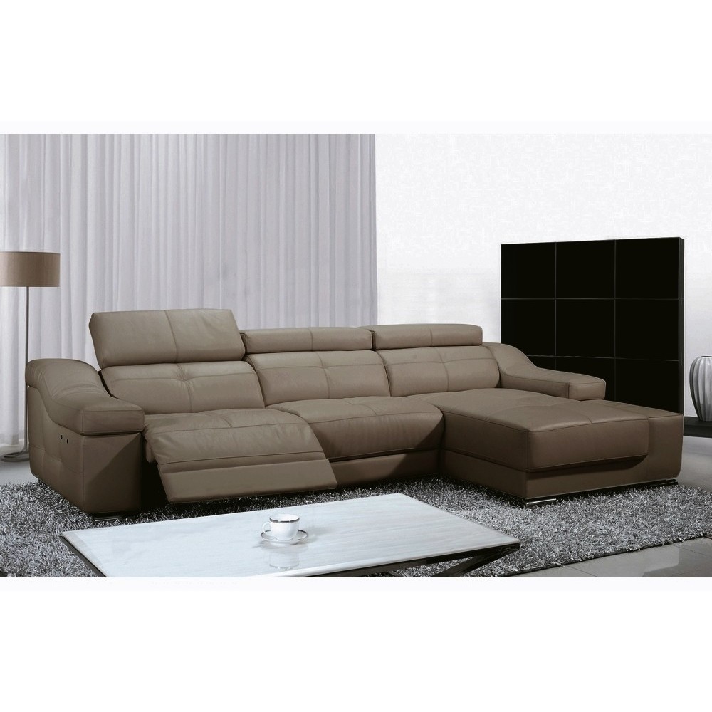 Canapé d'angle double relax en cuir de buffle italien 5 places BiRELAX, moka, angle droit. Canapé d'angle double relax en cuir de buffle italien 5 places BiRELAX, moka, angle droit.