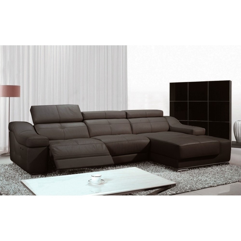 Canapé d'angle double relax en cuir de buffle italien 5 places BiRELAX, chocolat, angle droit. Canapé d'angle double relax en cuir de buffle italien 5 places BiRELAX, chocolat, angle droit.