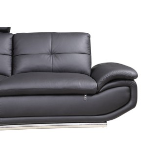 - Canapé d'angle en cuir buffle italien de luxe 6/7 places BELLALIGNA, noir, angle gauche